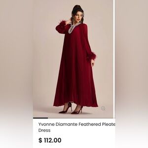 Elegant Long Sleeve Pleated Dress - Burgundy